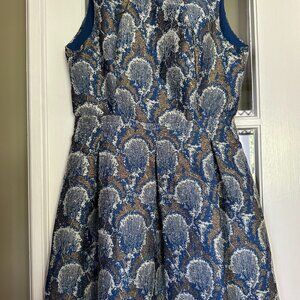 Blue, White, Gold Sleeveless Dress